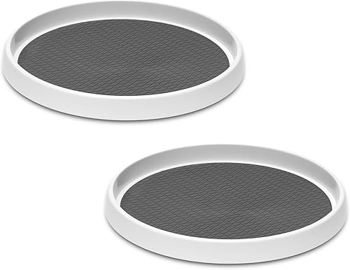Miniatura 9 de Lazy Susan - Juego de 2 organizadores antideslizantes de 10 pulgadas para gabinetes, organización y almacenamiento de despensa, cocina, nevera,