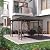 Outsunny 10' x 12' Hardtop Gazebo with Galvanized Steel Roof, Wood Grain Steel Frame, Heavy Duty Permanent Pavilion Outdoor Gazebo, for Garden, Patio, Backyard, Deck, Lawn