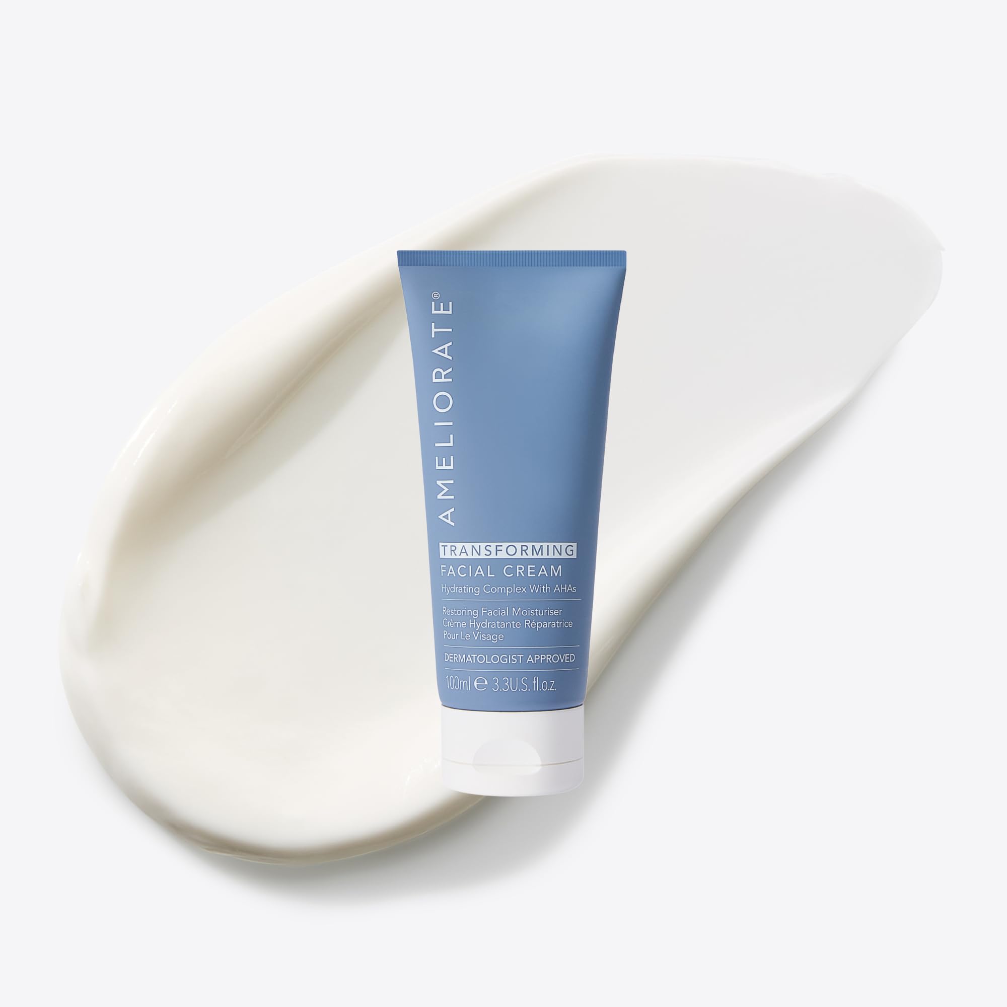 AMELIORATE Transforming Facial Cream 100ml | Moisturiser for Dry, Sensitive Skin | Reduces Redness & Fine Lines, Supports Skin's Natural Barrier | Hyaluronic Acid | UK Dermatologist Approved