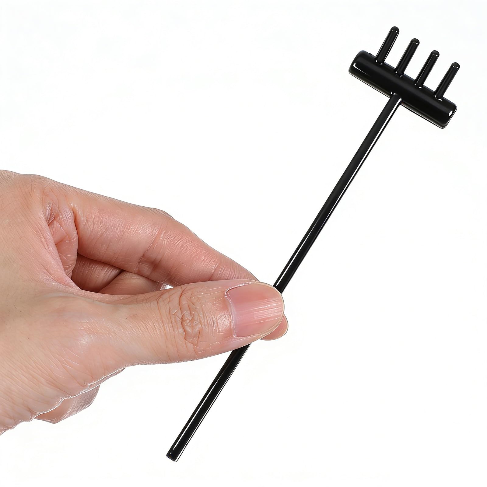 Mabor Lot de 6 mini râteaux de jardin zen, accessoires de jardin zen, outils miniatures de table pour décoration de jardin, noir