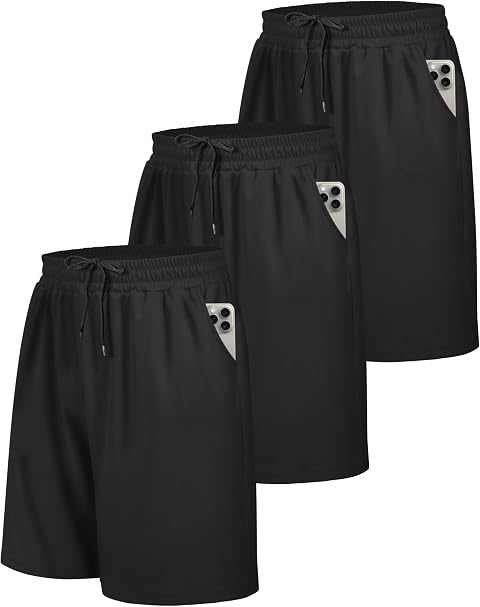 BOOJO 3 Pack Gym Shorts Men for Running with Pockets UK Sports Lightweight