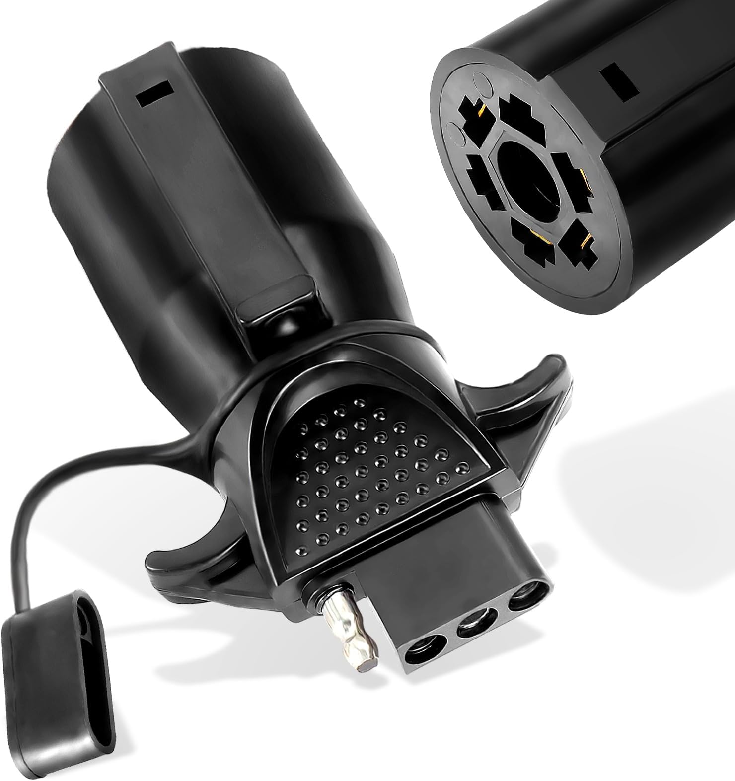 Agrieyes Premium 7 Pin to 4 Pin Trailer Adapter, 7 Way Blade to 4 Way Flat Trailer Plug, Waterproof Connector for RV Truck Caravan Utility Tow Vehicles