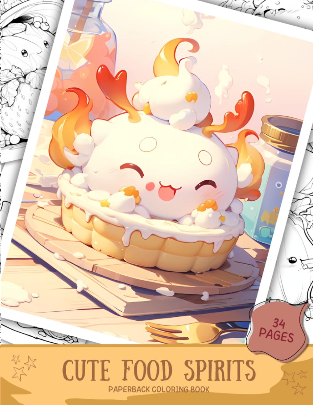 Cute Food Spirits Coloring Book Cozy Kawaii Fantasy Food Characters for Relaxation and Stress Relief: Adorable Fantasy Food Creatures to Color