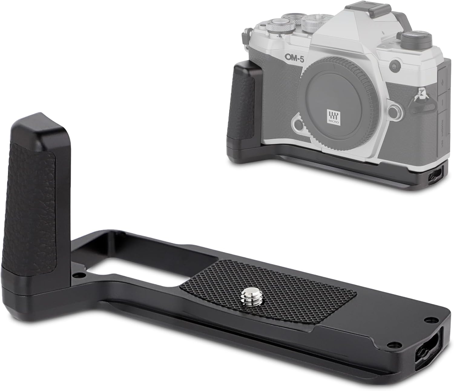 Haoge HG-OM5 Camera Bracket Holder Hand Grip for OM System OM-5 fit Arca Swiss Kirk RRS Benro Quick Release Plate