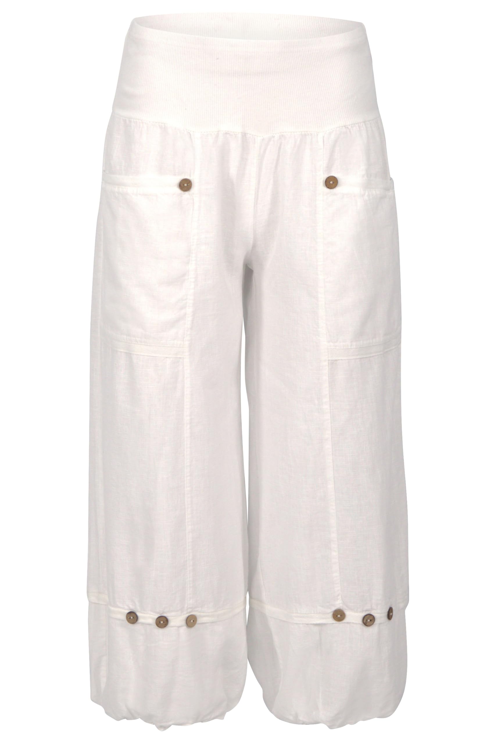 Malito Damen Hose aus Leinen - Stoffhose in Uni Farben - Freizeithose für den Strand - Chino - Capri Hose 1575