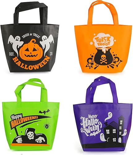 Miniatura 3 de Shindel 24 bolsas de Halloween para dulce o truco, 13 x 10.2 pulgadas, grandes bolsas no tejidas para dulces y golosinas para niños, bolsas de