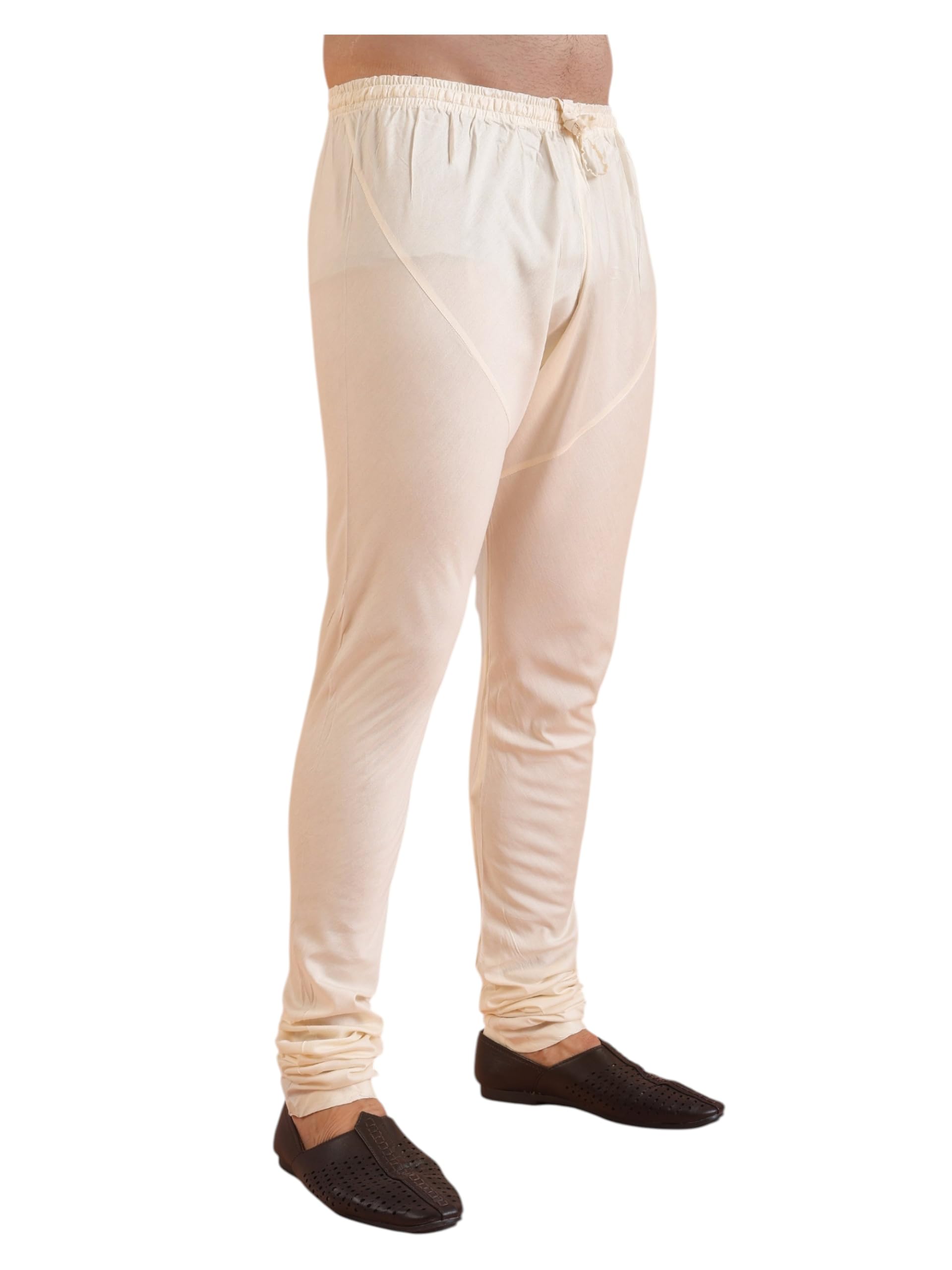 Men’s Cotton Blend Churidar Pyjama – Solid Ethnic Bottomwear with Slim Fit, Mid Rise & Elastic Waistband