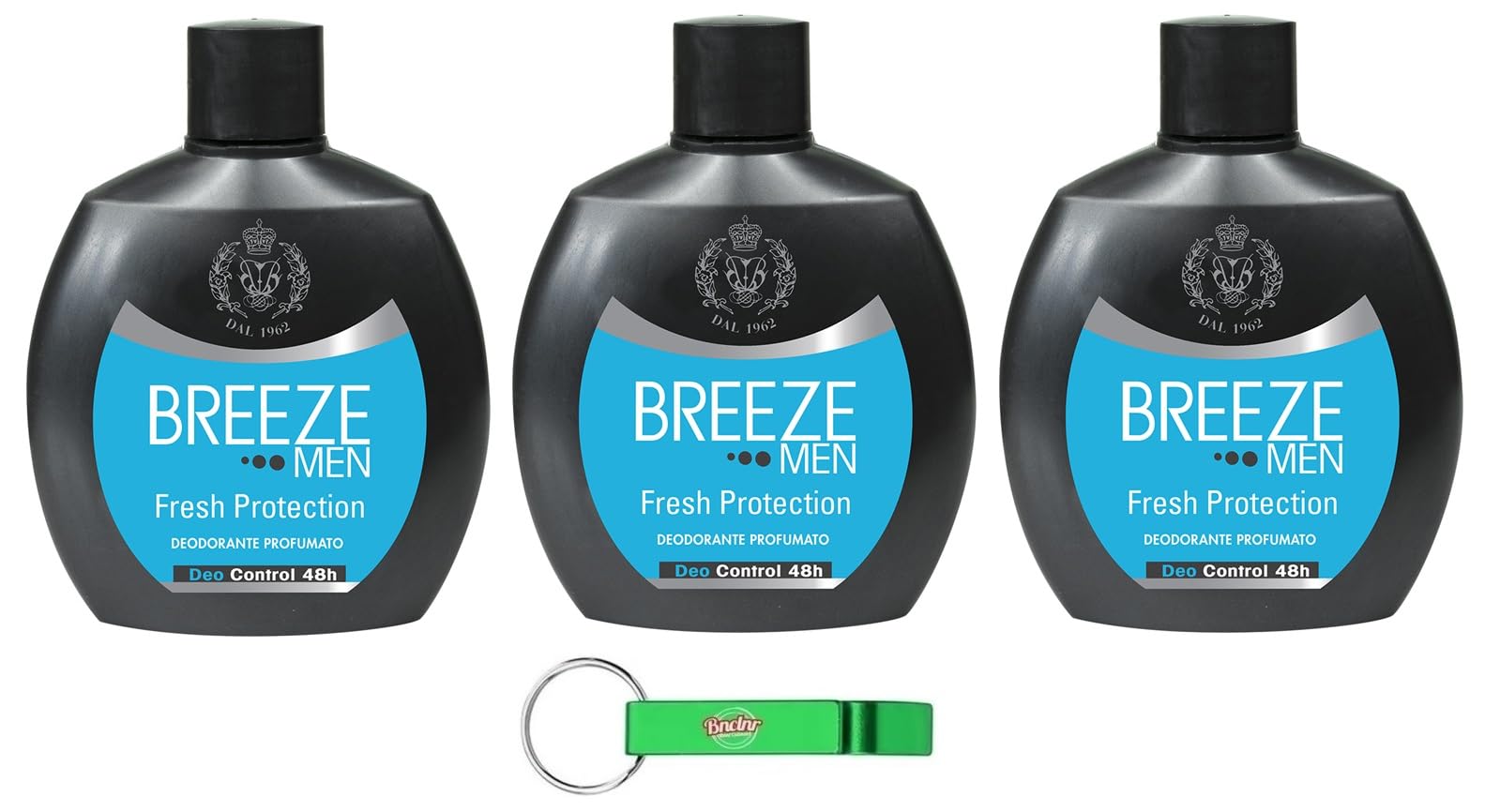Breeze Men Fresh Protection Desodorante Squeeze Squeeze, desodorante sin gas y sin sales de aluminio, desodorante aromático de 48 horas para hombres, 100 ml + llavero Beni Culinari gratuito