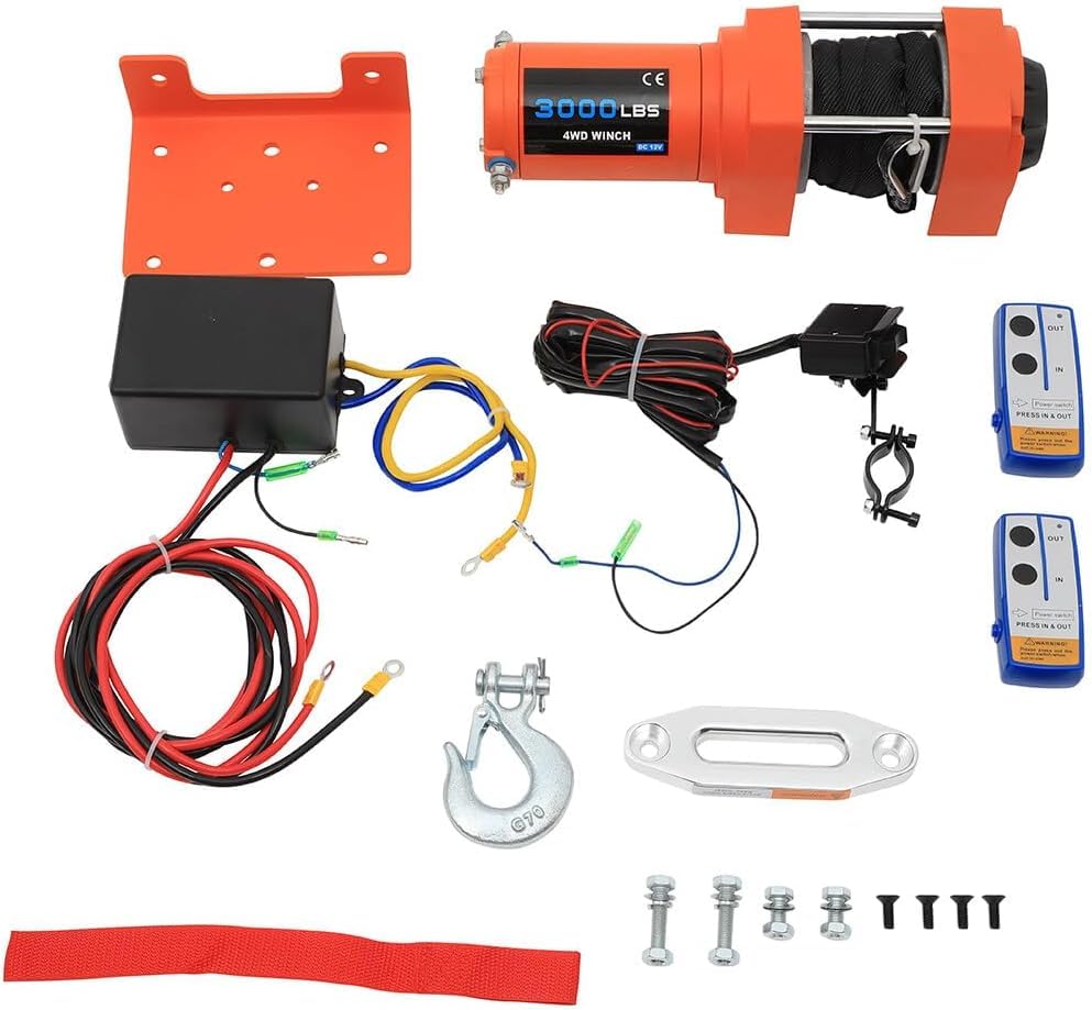 Winch eléctrico 3000LBS 12V con control remoto inalámbrico miniatura 1