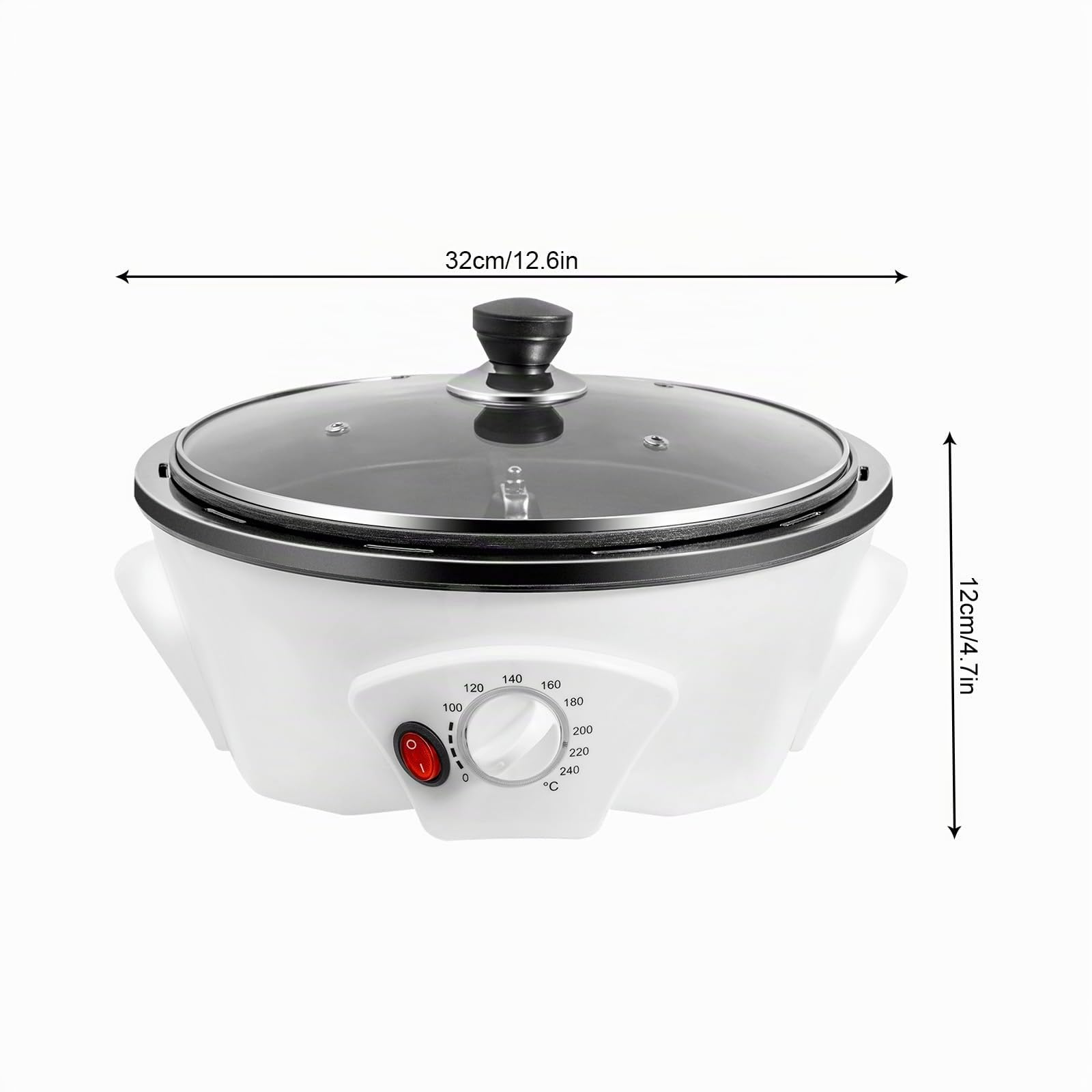 Torréfacteur à café domestique, électrique, 1200 W, torréfacteur à grains, réglable de 0 à 240 °C, avec minuterie, pour grains de café, noix, pop-corn