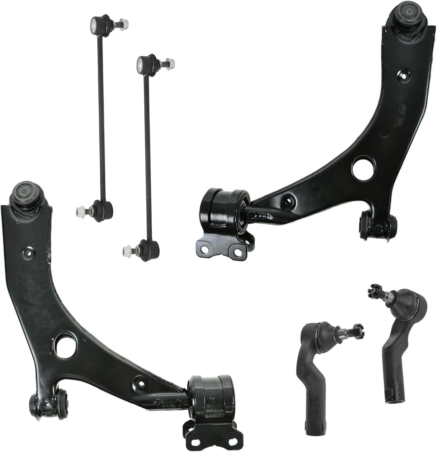 TRQ Front Steering & Suspension Kit Control Arm with Ball Joint Sway Bar Stabilizer Link Tie Rod Compatible with 2004-2009 Mazda 3 2006-2015 5