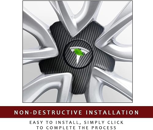 Miniatura 3 de Tapas centrales de fibra de carbono mate con patrón de tapacubos para llantas de rendimiento de 1920 pulgadas, compatible con Tesla Model 3