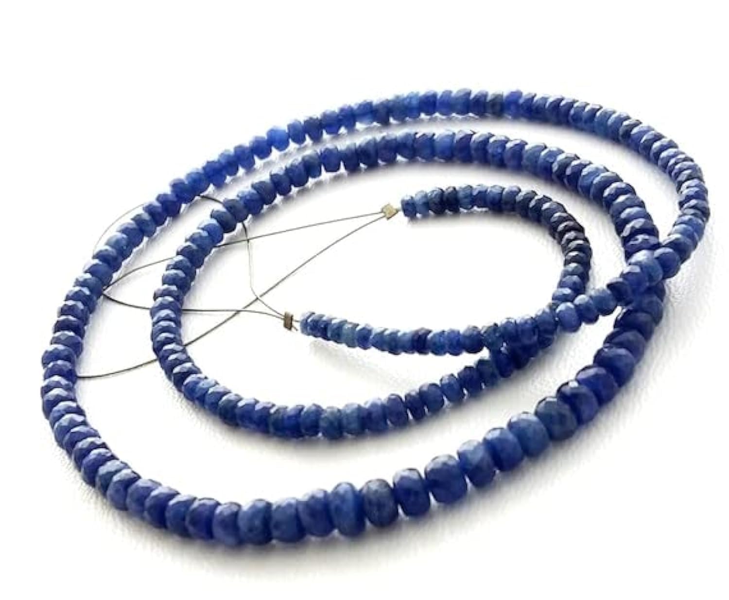 Perles saphir bleu facettées rondelles naturelles 2 mm 4 mm fil 19 pouces LKBEADS