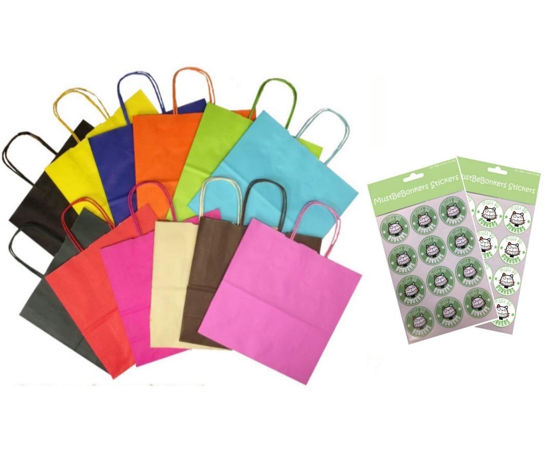 20 x Landscape Large Paper Party Gift Bags Boutique Shop Bag - Select Colour (Mixture)