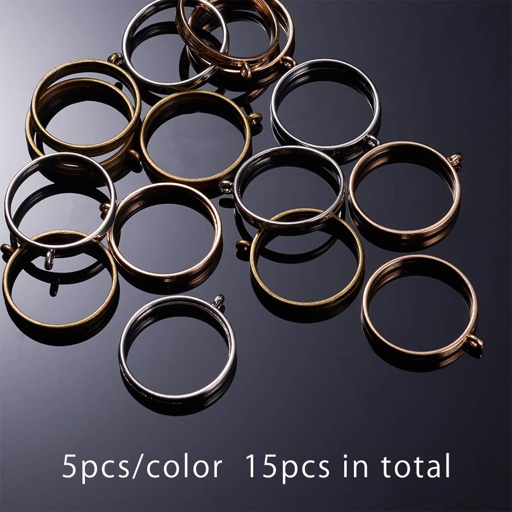 OLYCRAFT 15pcs 25mm Round Open Bezel Charms Alloy Frame Pendants Round Open Back Bezel Charms Pendants Hollow Frame Pendant Lasting Hollow Resin Frames with Loop for Resin Jewelry Making - Image 5