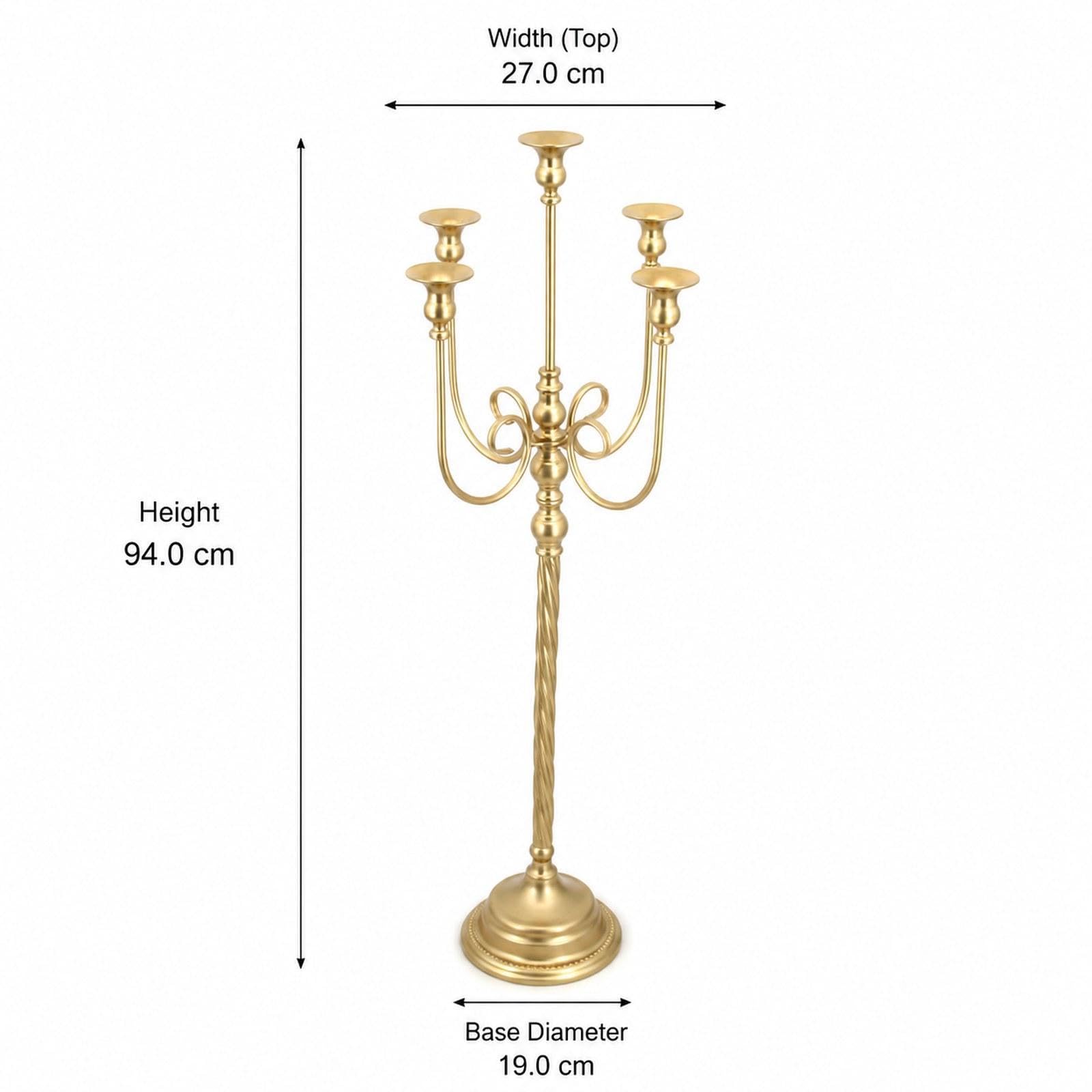 KESOTO Portacandele da Pavimento Dorato, candelabro Decorativo Romantico a 5 per Sala da Pranzo, Hotel.