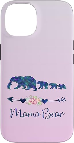 Miniatura 4 de Funda para iPhone 15 Pro Max Verde Azulado Púrpura Floral Mama Oso Cuatro Cachorros Plata Rosa