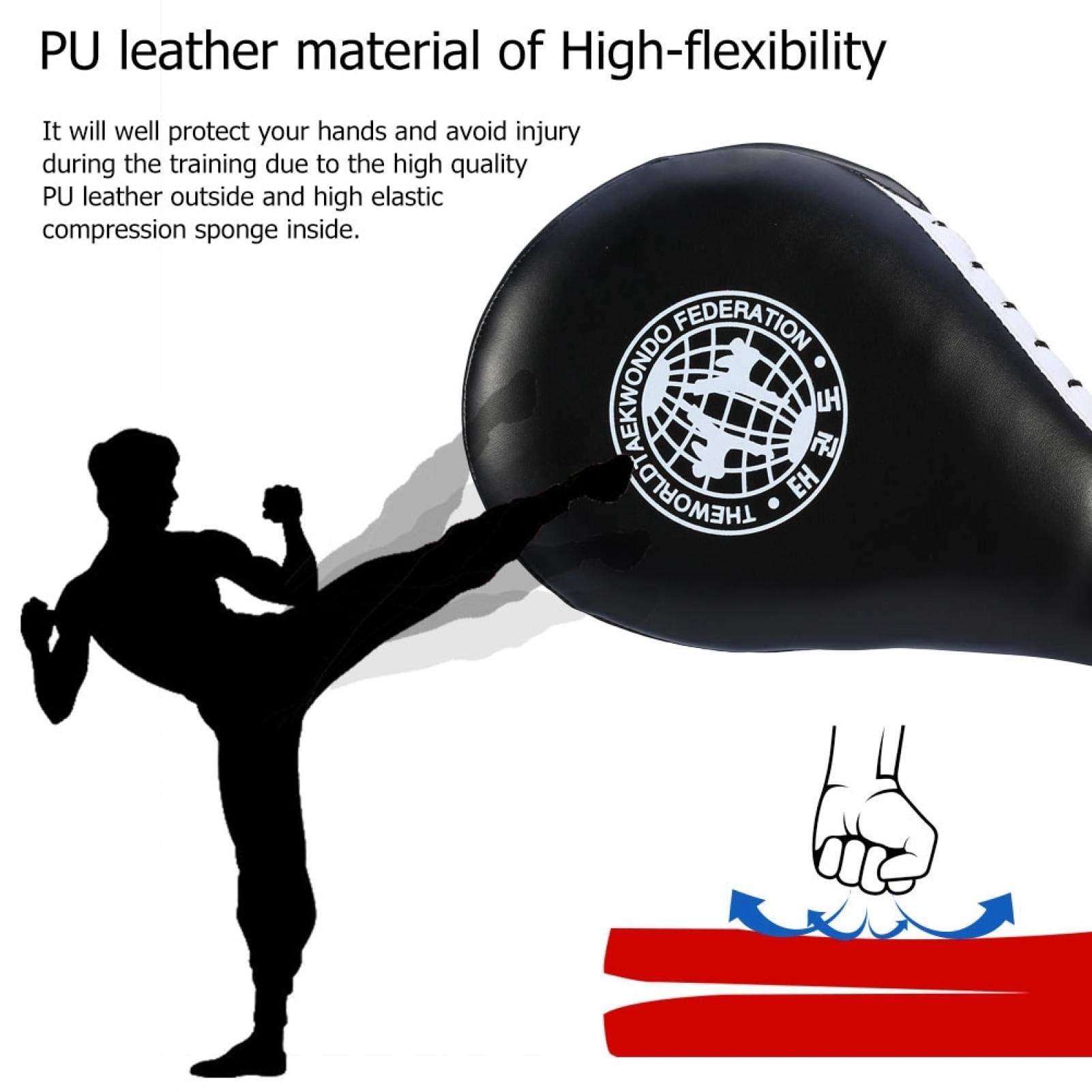 Dpofirs Taekwondo-Kickpads, Kampfkunst-Paddel, Schwarz, Schaumstoff mit PU-Beschichtung, Kampfkunst, Rund, Pads für Kampfkünste, Taekwondo-Ziel, Training Ziel, Kickpad