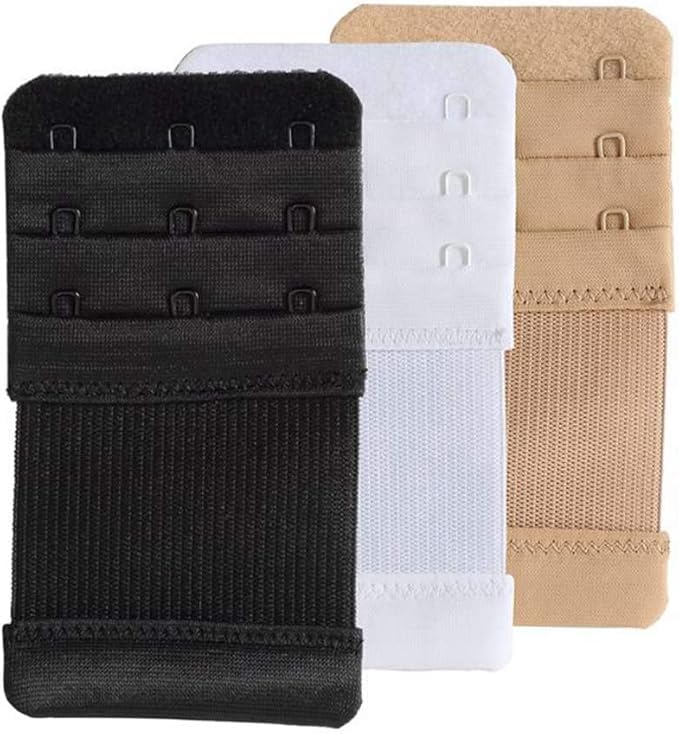 3 Rows 3 Hooks Bra Extender Elastic Bra Band Hook Strap Extensions, Pack of 3 (Multicolor)-image-22
