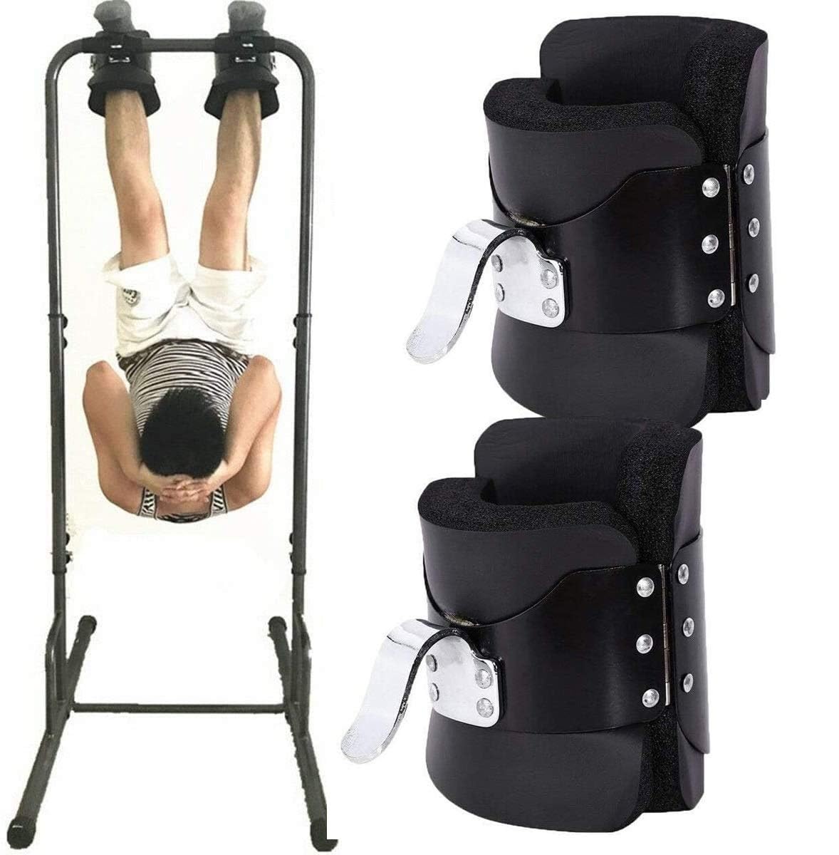 Hanging Pull Up Boots, Anti Gravity Inversion Boots, With Solid Steel Frame, Handstand Boots Sit Up Bar Hooks For Back Pain Relief And Abdominal Crunches(Black)