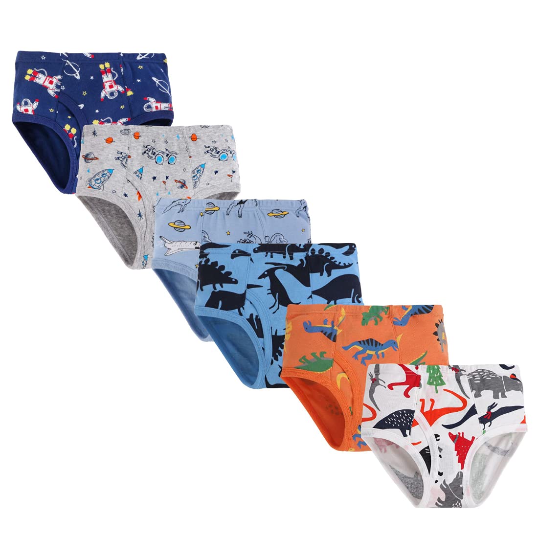 Closecret Kids Series Baby Soft Cotton Underwear Dinosaur Truck Shark Little Boys Assorted Boxer Briefs Pack of 6