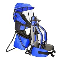 Vista 2 de Clevr Mochila transportadora para bebé, ligera con visor y cobertor contra el sol, Rojo o Verde, Azul