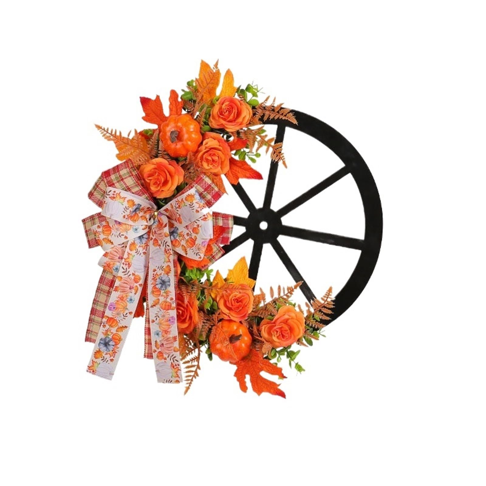 Door Wreath Fall Wreaths For Front Door Outside Pinecone Pumpkin With Maple Leaves Home Thanksgiving Decoration(E-42cm)