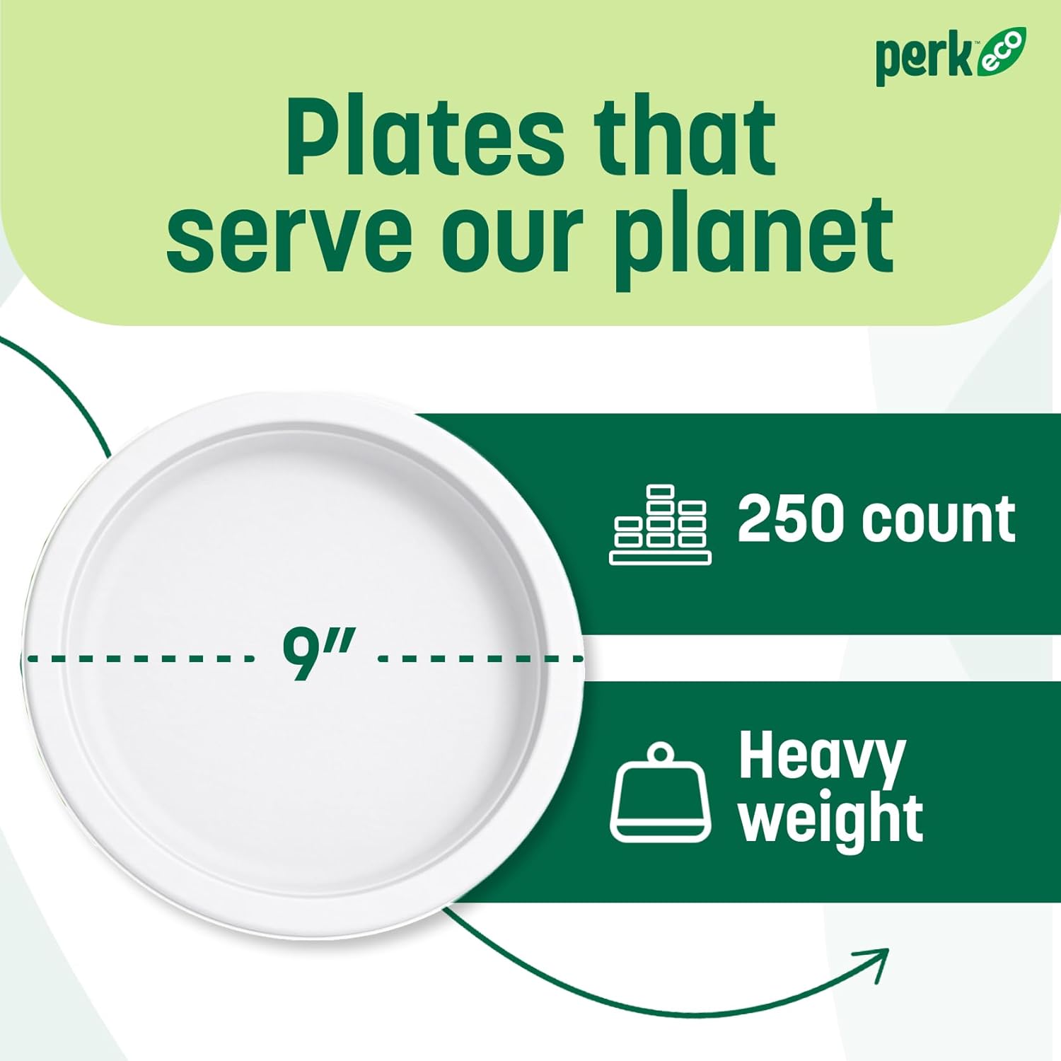 Perk Eco 9 Inch Paper Plates, 250 Count Bulk Disposable Plates for Everyday Meals, Parties & Events