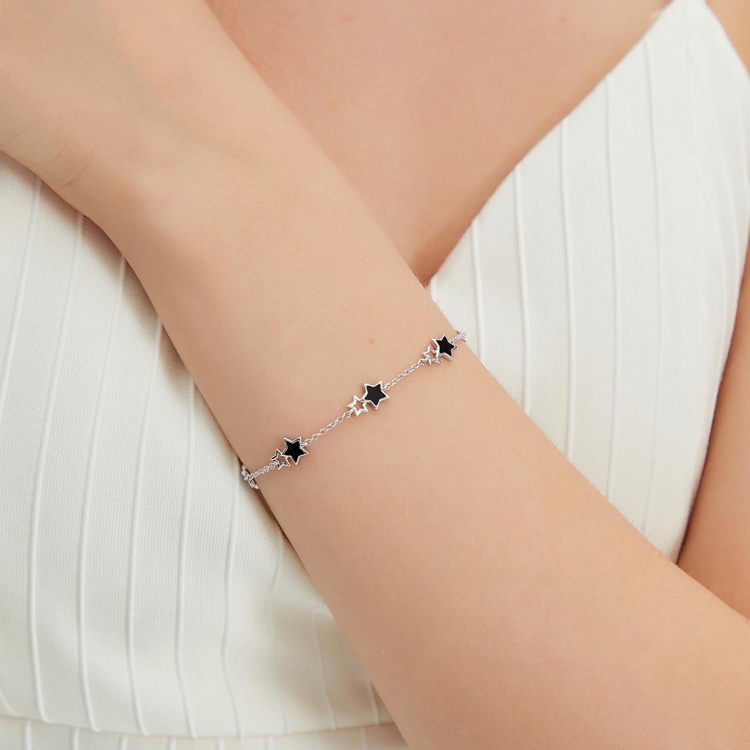 Love Heart Star Butterfly Bracelet for Women Stackable Silver Chain Link Bracelets for Women Trendy Thanksgiving Christmas Gifts Jewelry - Image 2