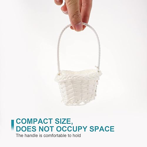 Miniatura 9 de jojofuny Cesta de flores de plástico 3 piezas, estilo pastoral, forma de corazón, blanco