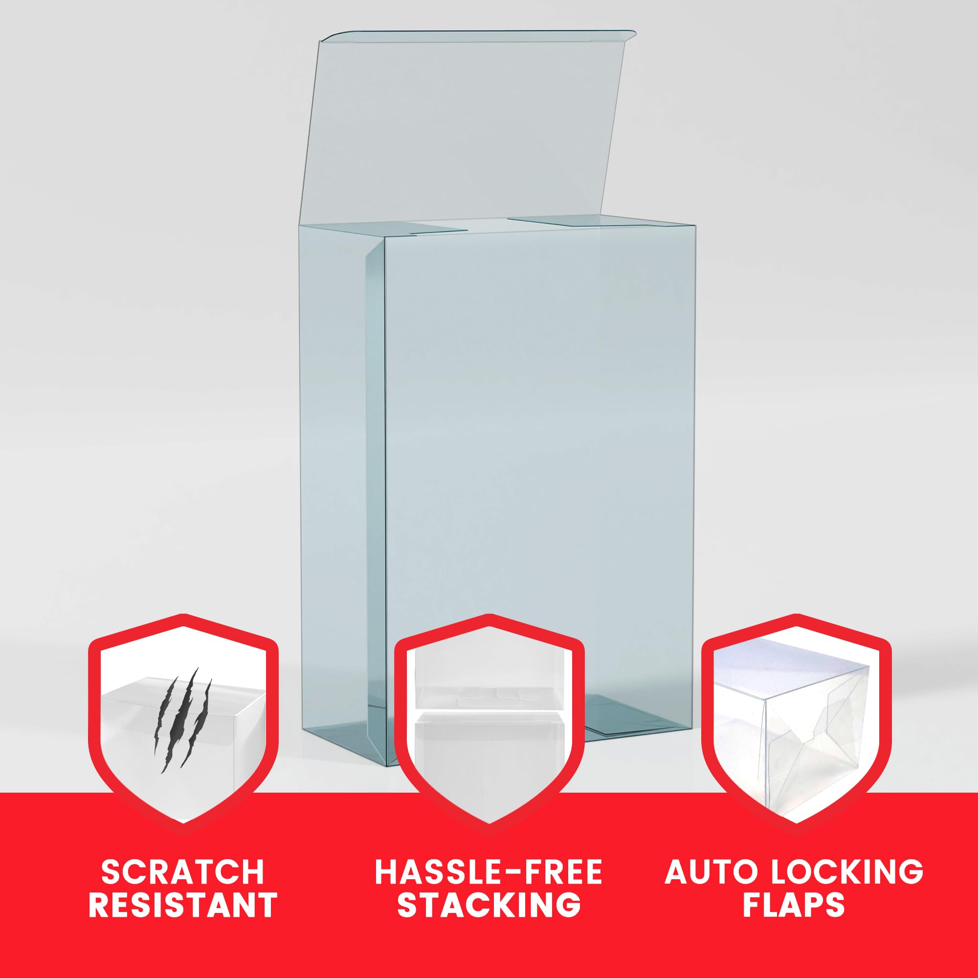 EVORETRO Action Figure Display Case Protector for Small Amiibo Like Kazuya in Super Smash Bros - 10-Pack 0.40mm Thick, Clear, Stackable, Custom Fit Design, Easy Setup & Storage for Collectors