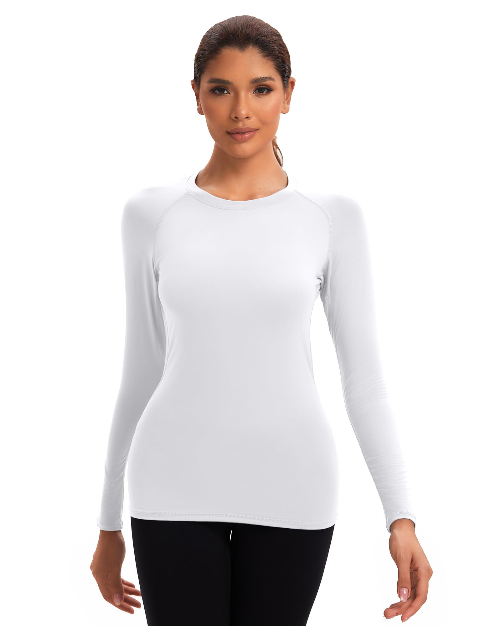 NebuKinex 5er-Pack Damen-Kompressionsshirt, langärmelig, Workout-Tops, athletische Baselayer, schnelltrocknend, Fitnessstudio, Yoga, Laufen, T-Shirt