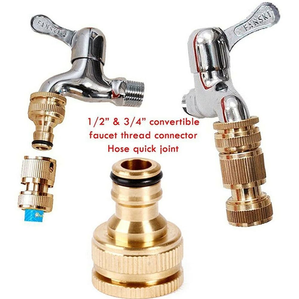Adaptador de latón G3/4 a G1/2, conector universal para grifo de manguera de jardín, conector rápido hembra, accesorios para herramientas de jardinerí