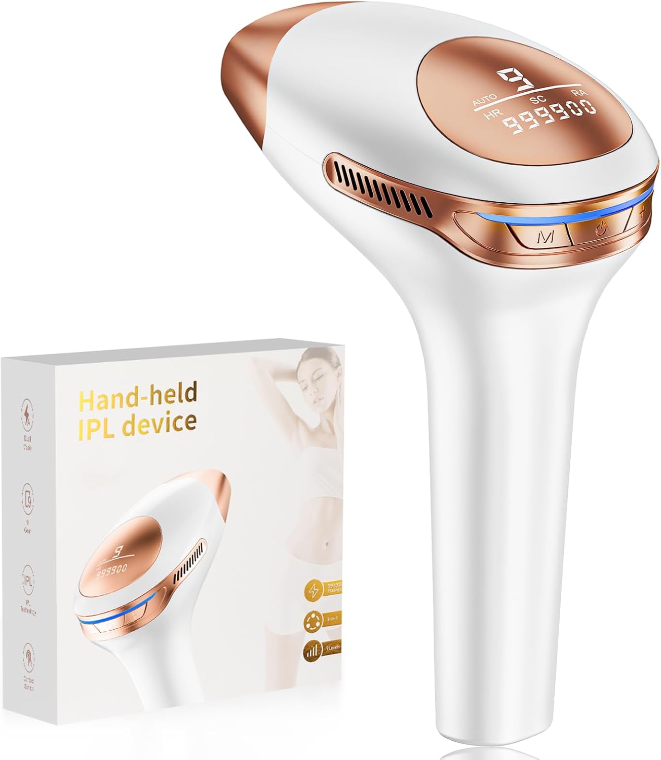 3 In 1 Epilatore Luce Pulsata Laser: HR/SC/RA, 21J Efficiente Epilatore Laser, 9 Livelli di Energia, 999.900 Flashes per Depilatore Corpo Donna, uomo, Viso, Ascelle, Gambe A-white - Immagine 1