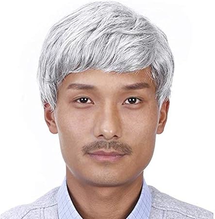 Amazon Co Jp Bghjueメンズウィッグ男性の髪老人ウィッググレーショートストレートデイリーボボウィッグbgray ホワイト ホビー