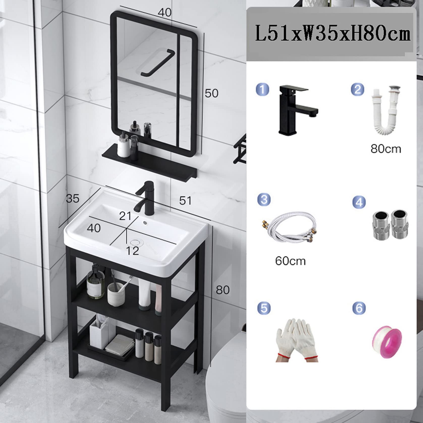 Ceramiczna Umywalka Z Lustrem Montowanym Na Ścianie, Zlew Kuchenny, Stojak Na Umywalkę Łazienkową, Umywalki Do Prania, Porcelanowe Naczynie, Prostokątna, Ubikacja W Stylu Wiejskim, Jednokolorowa, Dł.