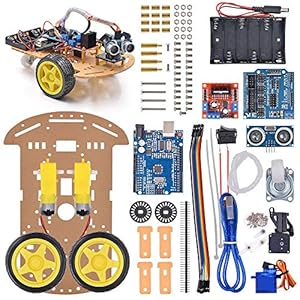 Smart Robot Car Chassis Kit with UNO R3 Module – Educational DIY Toy, 2WD with Battery Box and Speed Encoder for Tracking Obstacle Avoidance – Designed for Beginners to Learn Programming