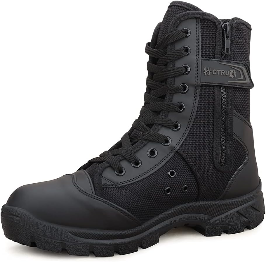Men's Breathable Military Boots Tactical Boots Combat Boots Army Patrol Boots LightweightPolice Shoes with Zipper SN-307
