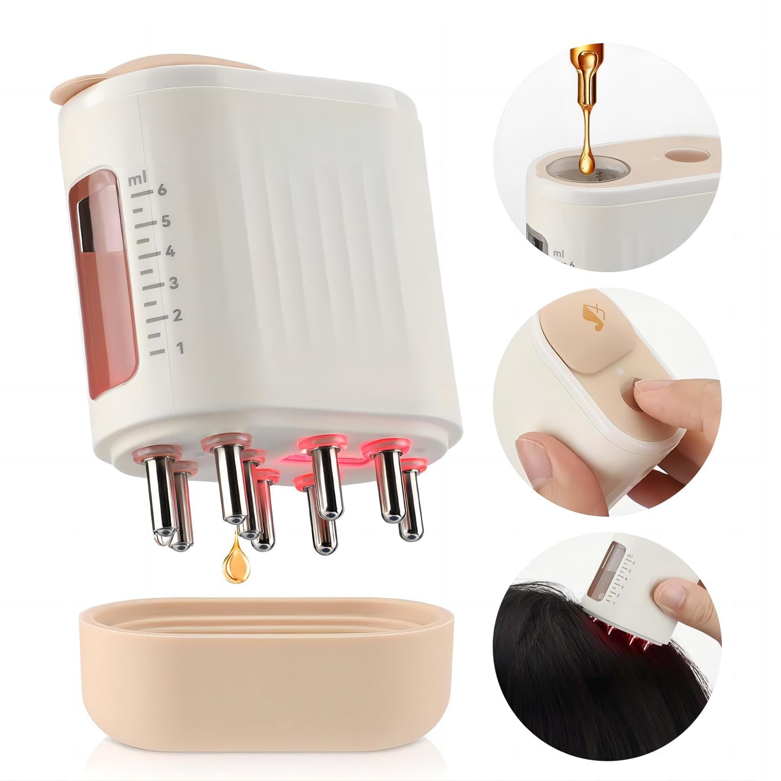Hair Oiling Applicator and Electric Scalp Massager - Portable 2 in 1 Electric Hair Oil Applicator Dispenser for Scalp Treatment Medicine