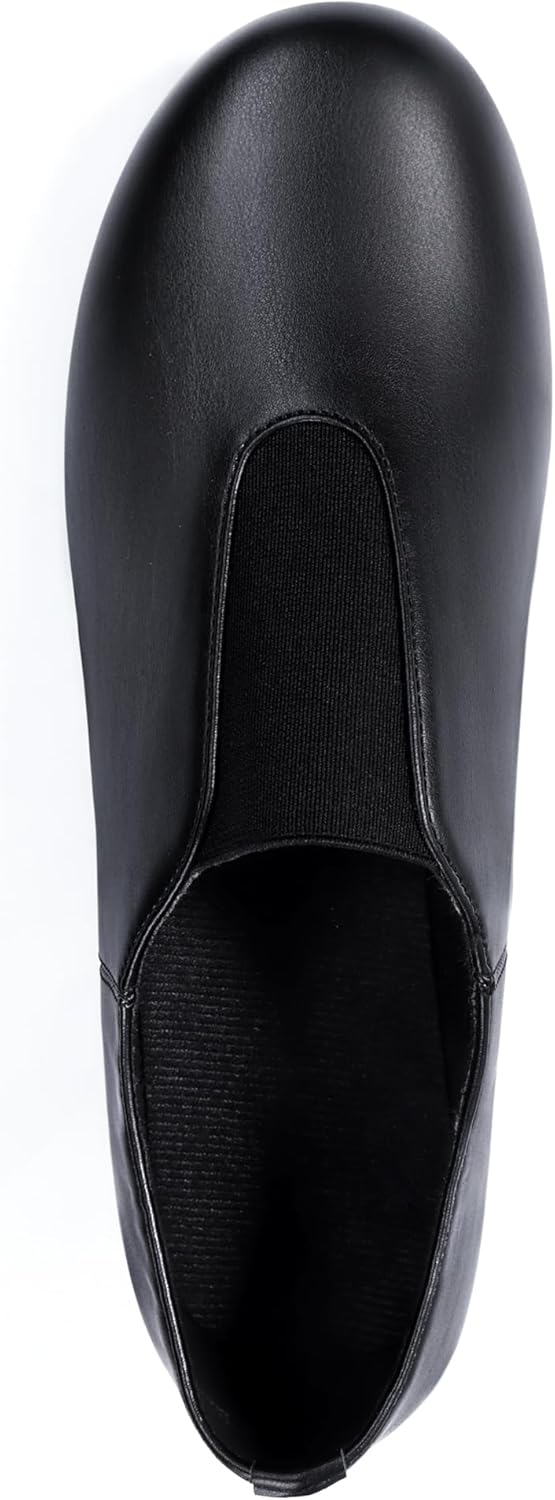 Linodes Unisex Soft Leather Upper Top Elastic Slip on Tap Shoe Dance Shoes for Women and Men's Dance Shoes