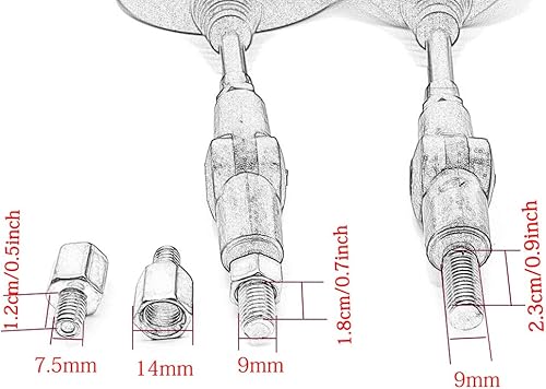 Miniatura 5 de evomosa Espejos laterales retrovisores para motocicleta, espejos redondos plegables de 0.315 in/0.394 in, espejo retrovisor universal plegable para