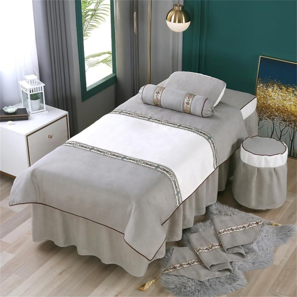 Couvre-lit de massage respirant coton et lin drap de table gris 190 x 80 cm