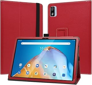 JRTAL Case for Blackview Tab 12, PU Leather Slim Folding Stand Cover for Blackview Tab 12 10.1" Tablet (Not Fit Tab 11/Tab 13) - Red