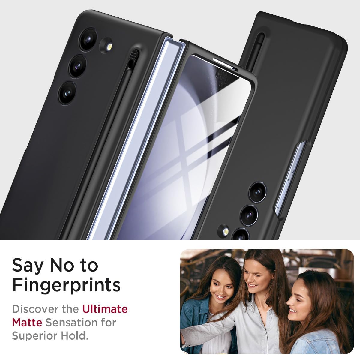 Miimall Case for Galaxy Z Fold6 with S Pen, Ultra-Thin Silky Liquid PC Matte Bumper Phone Case Cover for Samsung Galaxy Z Fold6 5G 2024 Black
