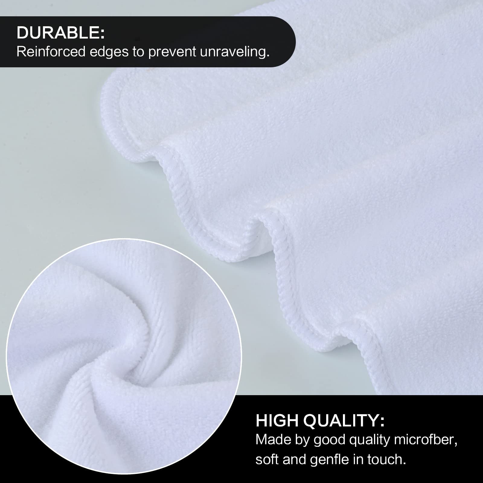 Sinland Paquete de 10 paños faciales de Microfibra de Secado rápido, Reutilizables, Almohadillas desmaquillantes súper Suaves, 12 x 12 Pulgadas, Color Blanco