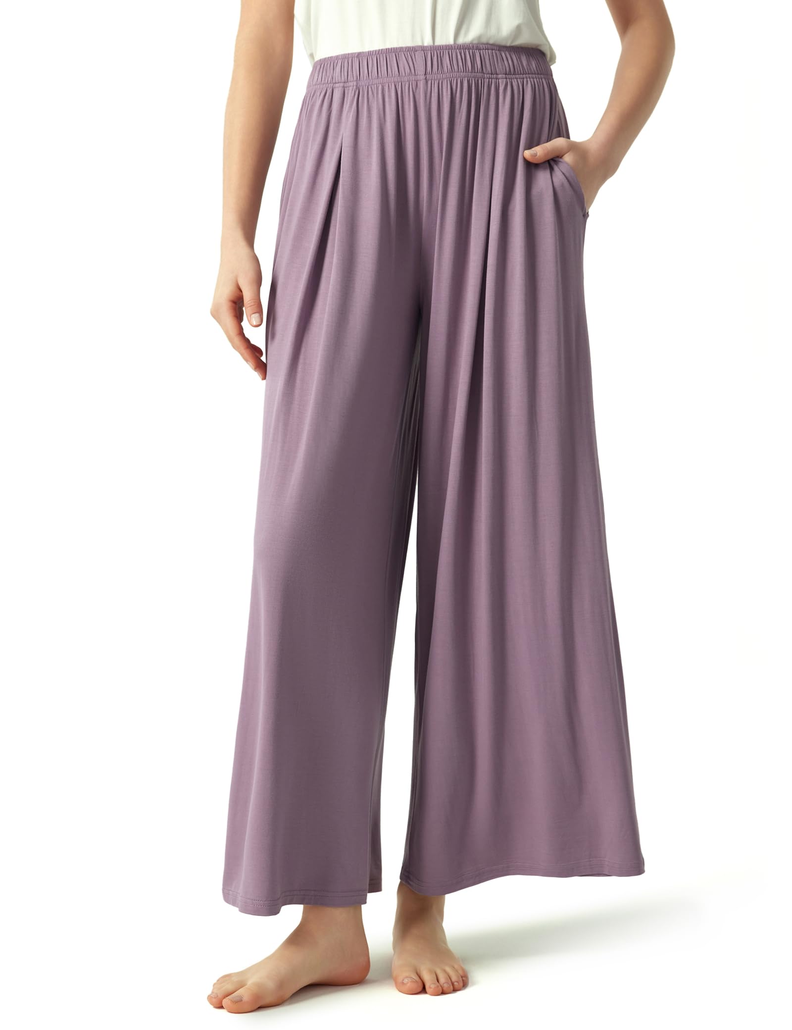 GYS Bamboo Viscose Women's Pajama Bottoms Wide Leg Lounge Pants with Pockets