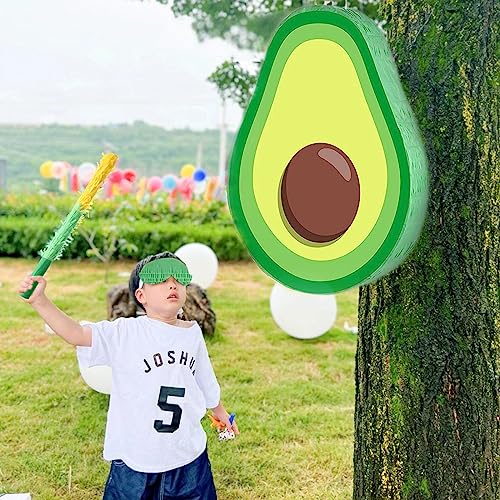 ABILITH Avocado Pianta Decorations Fruit Pinata with Stick Blindfold Confetti Mexican Cinco De Mayo Green for Children\'s Birthday Party 16 x 11 x 3 Inch Pinatas - Thumbnail 6