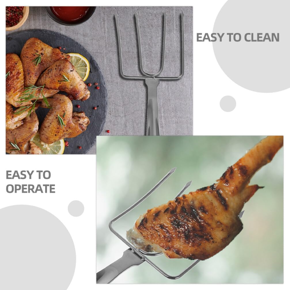 Luxshiny 2pcs Stainless Steel Turkey Lifter Forks Ergonomic Handle for Roasting and Barbecue Cooking for Home Kitchen and Thanksgiving Celebrations