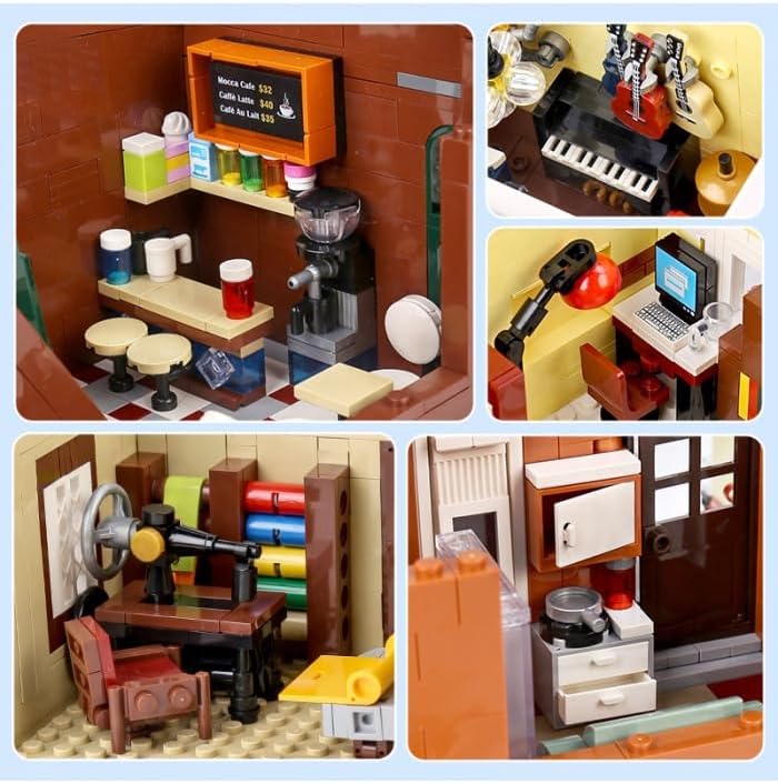 Miniatura 6 de General Jims Juguetes y ladrillos bloques de construcción iluminados tienda de música cafetería y sala de estar bloques de construcción modulares