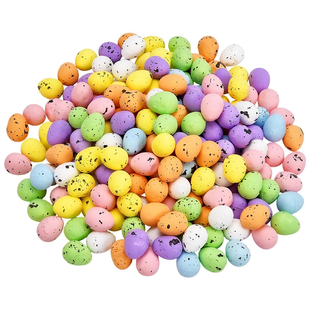 200Pcs Colorful Foam Easter Eggs Mini Easter Eggs Pastel Speckled Foam Decorative Balls Seasonal Festival Decor for Spring Celebration Basket Gift fillers Home Centerpieces Crafts DIY Project